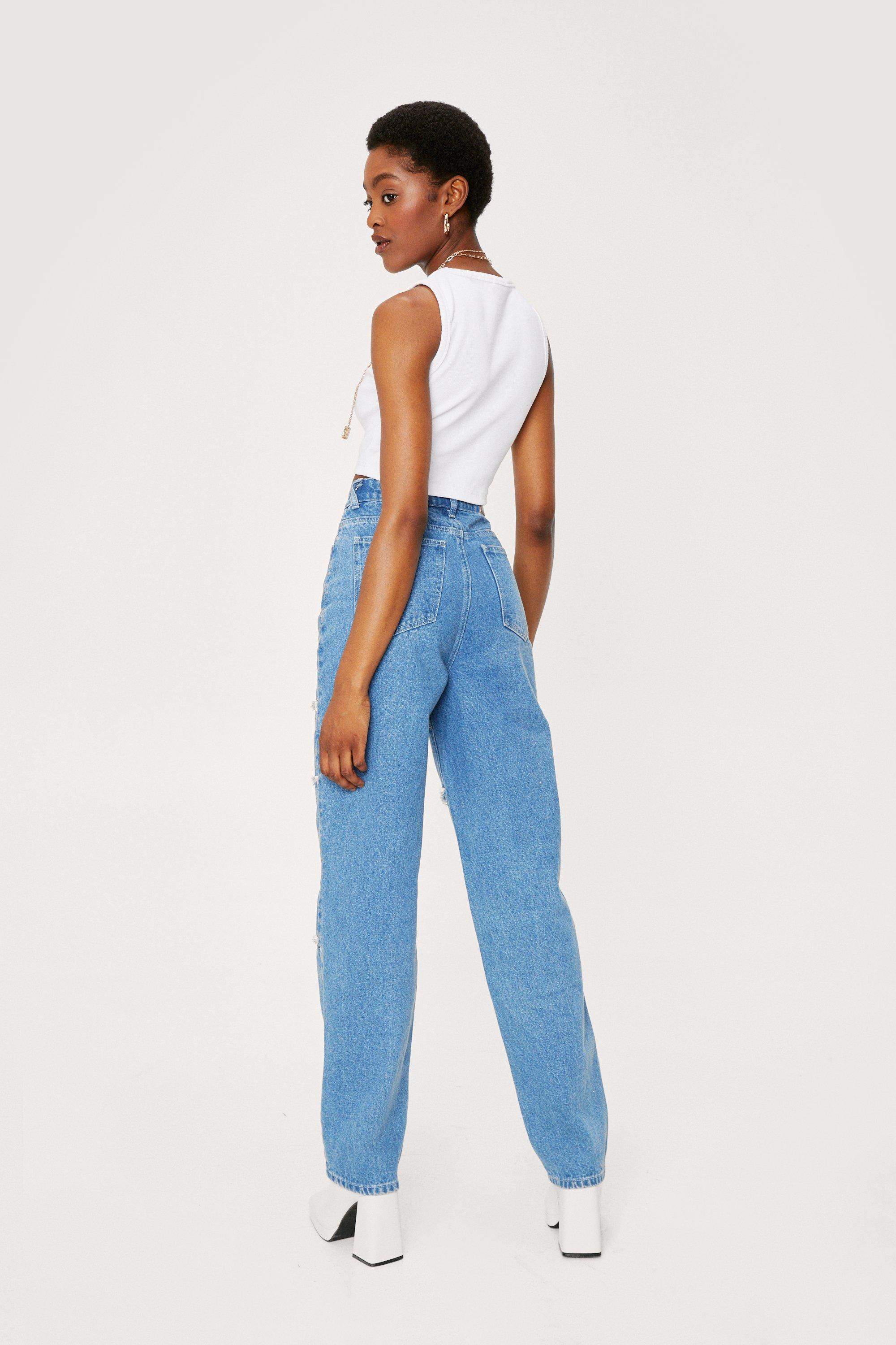 Straight leg best sale frayed jeans